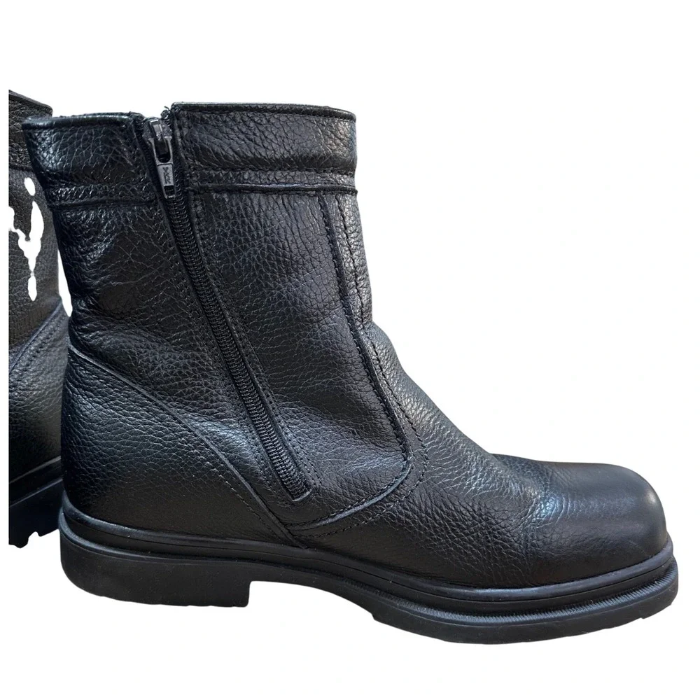 Florsheim Mens Black Pebbled Leather Shearling Lined‎ Side Zip Boots Size 10M